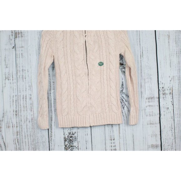 LL Bean Double L Cable Sweater Zip Cardigan Peach Size XS - Picture 3 of 10